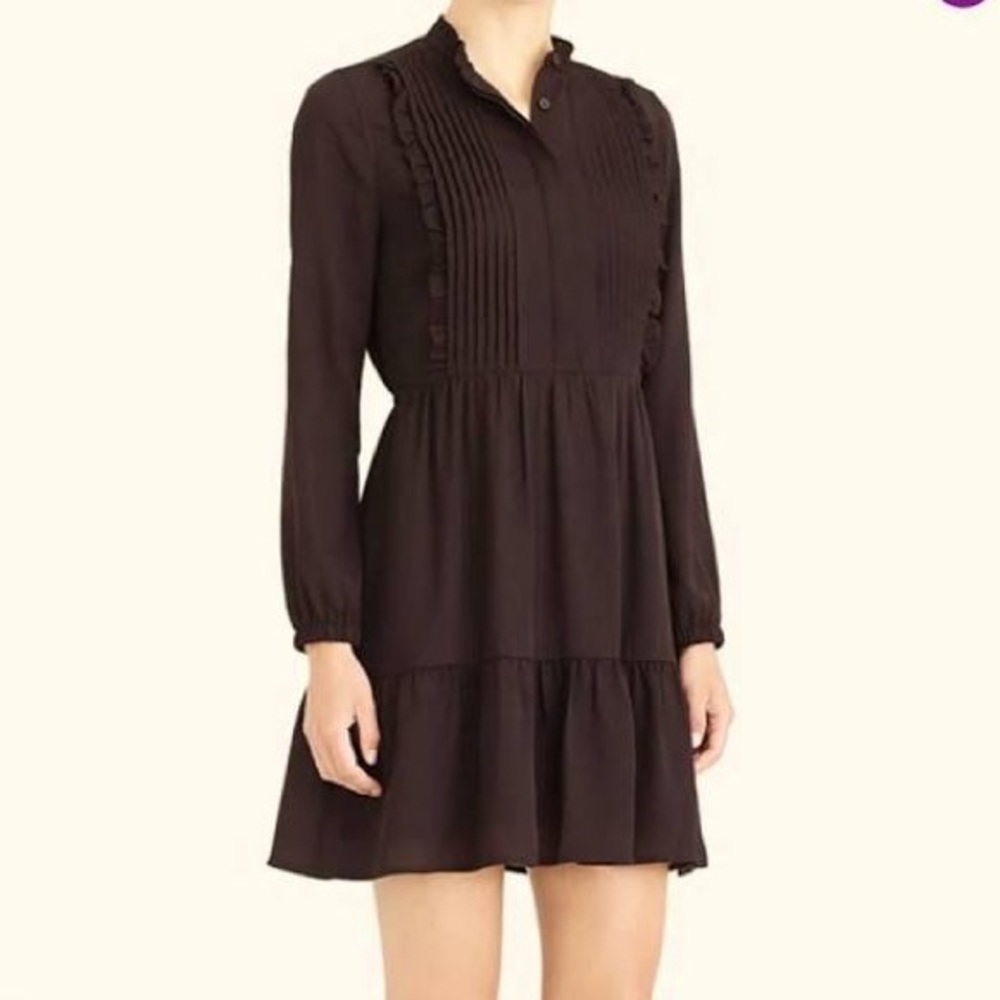 Black J.Crew Chiffon Ruffle Mini Dress, Size 4